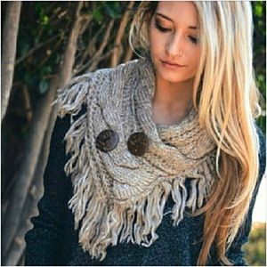 So SOFT Taupe Button Scarf Neck Warmer